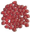 60 8x6mm Flat Oval Rosary - Red with Gold Dove